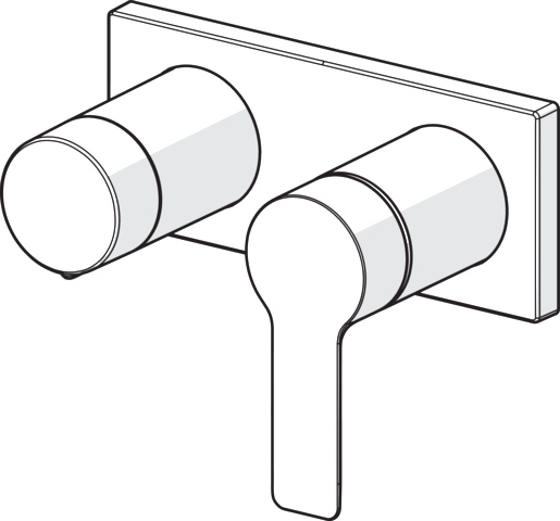 Einhebelmischer Fertigmontageset für Wanne/Brause LIGNA 4455 Rosette eckig 4.0 Plattform Chrom
