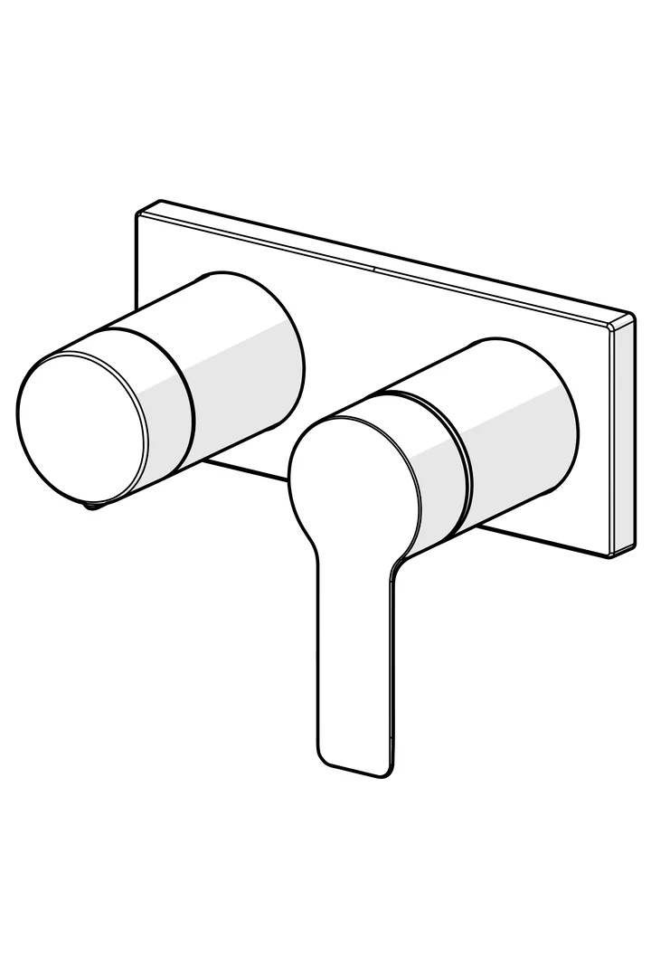 HansaLIGNA Wannen- und Brausearmatur Hansamatrix Einhebelmischer Fertigmontageset für Wanne/Brause 4455 Rosette eckig 4.0 Plattform Chrom