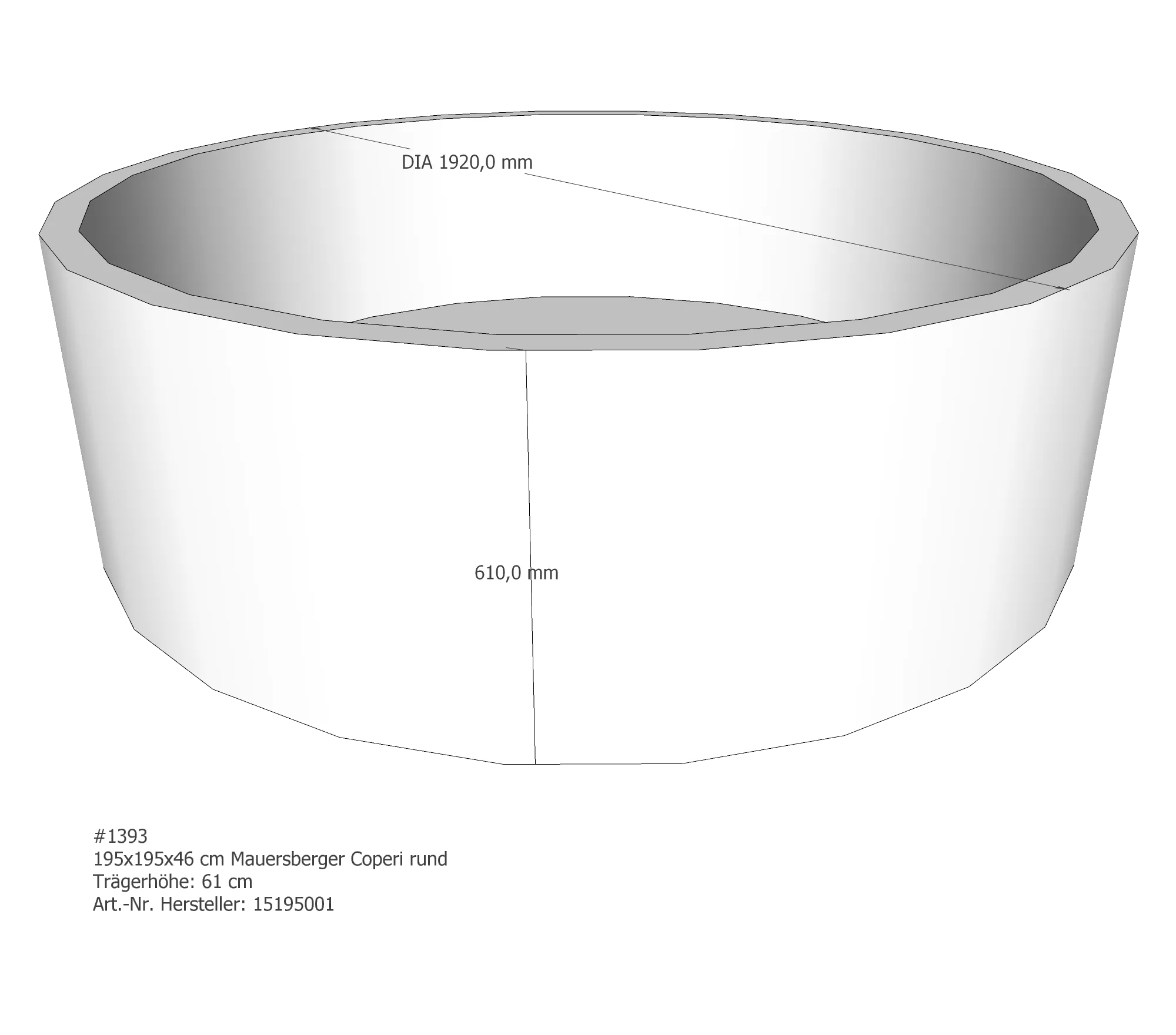 Badewannenträger für Mauersberger Coperi 195 × 195 × 47 cm