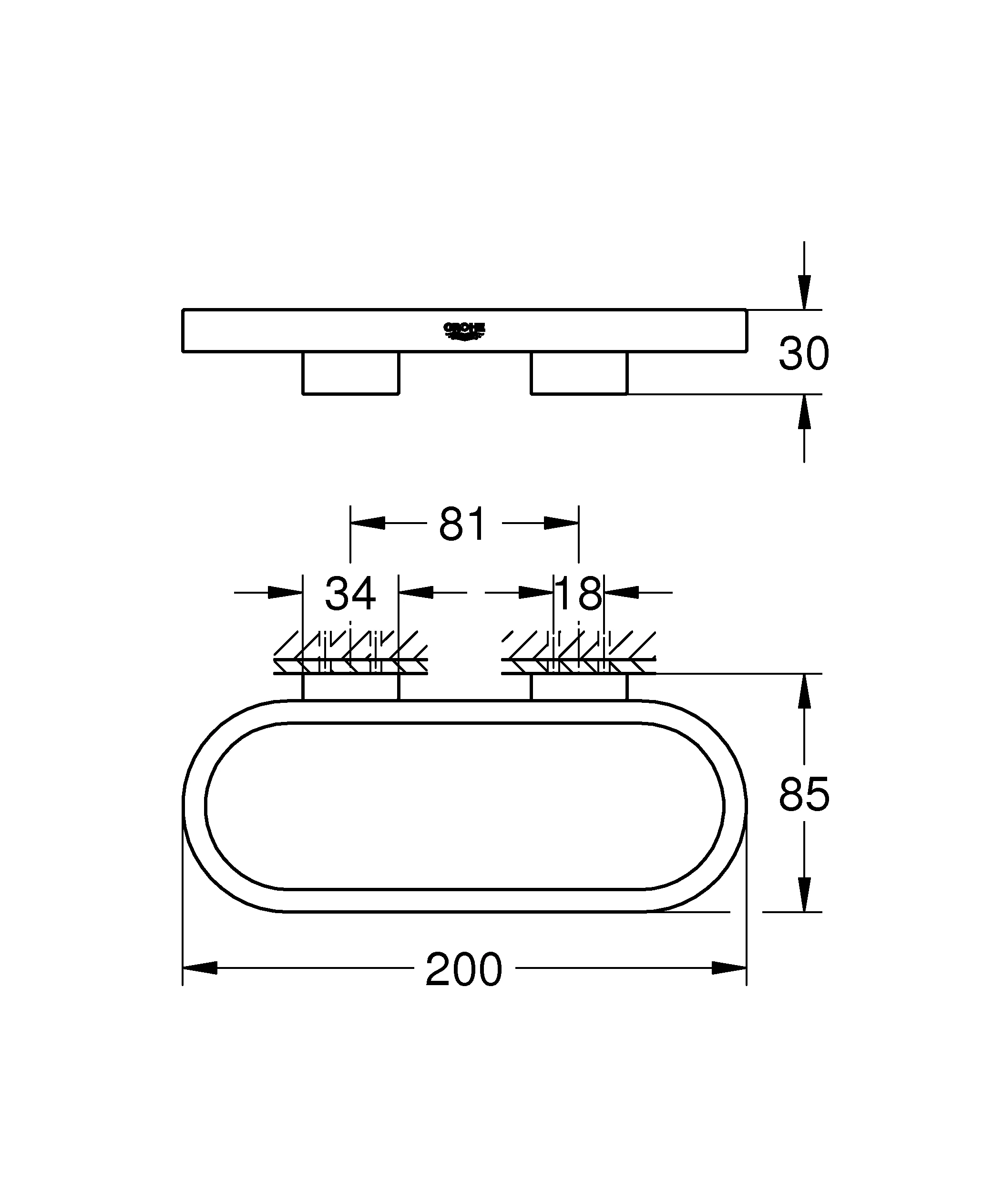 Handtuchring Selection 41035, 200 mm, auch Halter für Seifenschale 41036 und Duschablage 41037, chrom