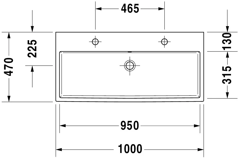 Duravit Waschtisch Vero Air 1000 mm, weiß Hochglanz, 2 Waschplätze, 1 Becken