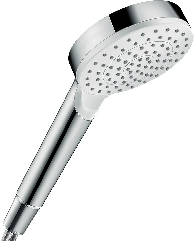 Hansgrohe Crometta Handbrause 1jet EcoSmart+, weiß/chrom, 100 mm Brausekopfgröße, max. Durchflussmenge 4,8 l/min bei 3 bar