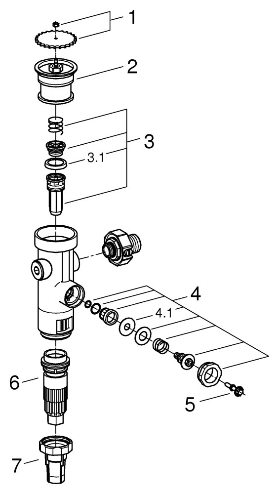 WC-Druckspüler 43996, Austauscharmatur für 677.00.200/677.03.200/680.00.200