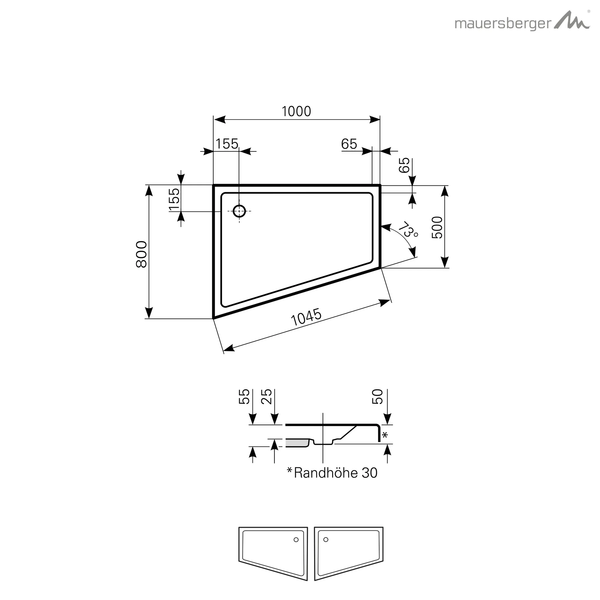 Mauersberger asyma Acryl-Duschwanne asyma 100/80 SF links, 1000x800x55, Farbgruppe: 3 Mauersberger asyma Acryl-Duschwanne asyma 100/80 SF links, 1000x800x55, Farbgruppe: 3