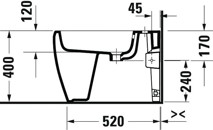 Duravit Stand-Bidet „Qatego“, Befestigung sichtbar 39 × 60 × 40 cm