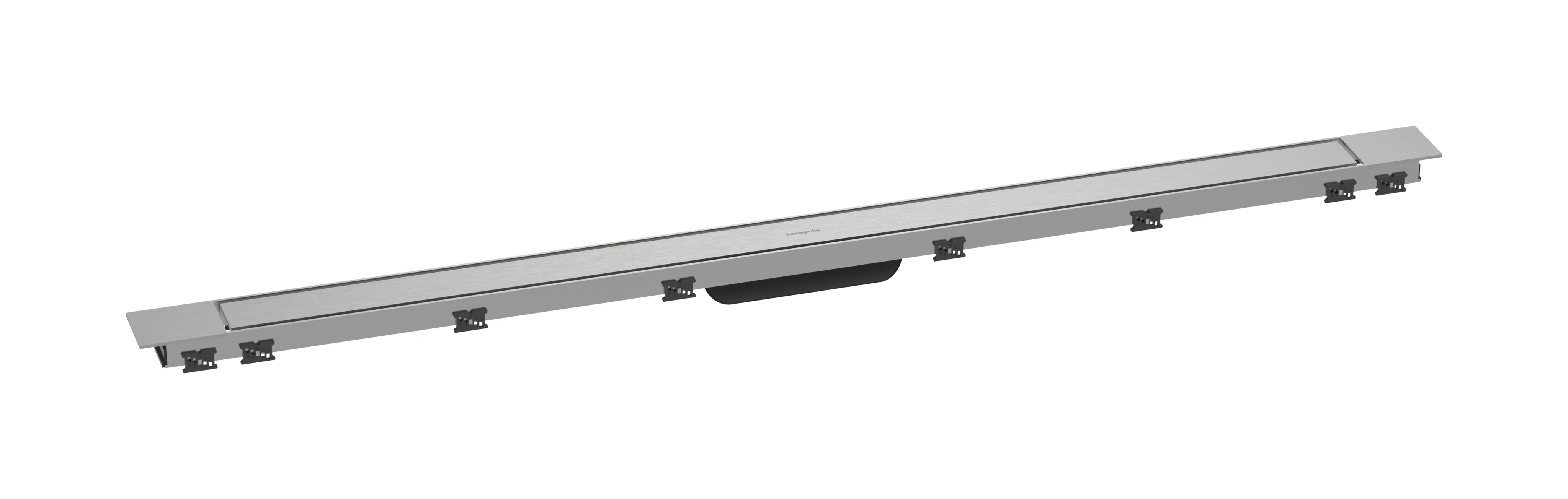 Hansgrohe RainDrain Match Plus Duschrinne Fertigset, Edelstahl gebürstet, 1200 mm Länge, höhenverstellbarer Rahmen (7–18 mm), bis zu 60 l/min Ablaufleistung