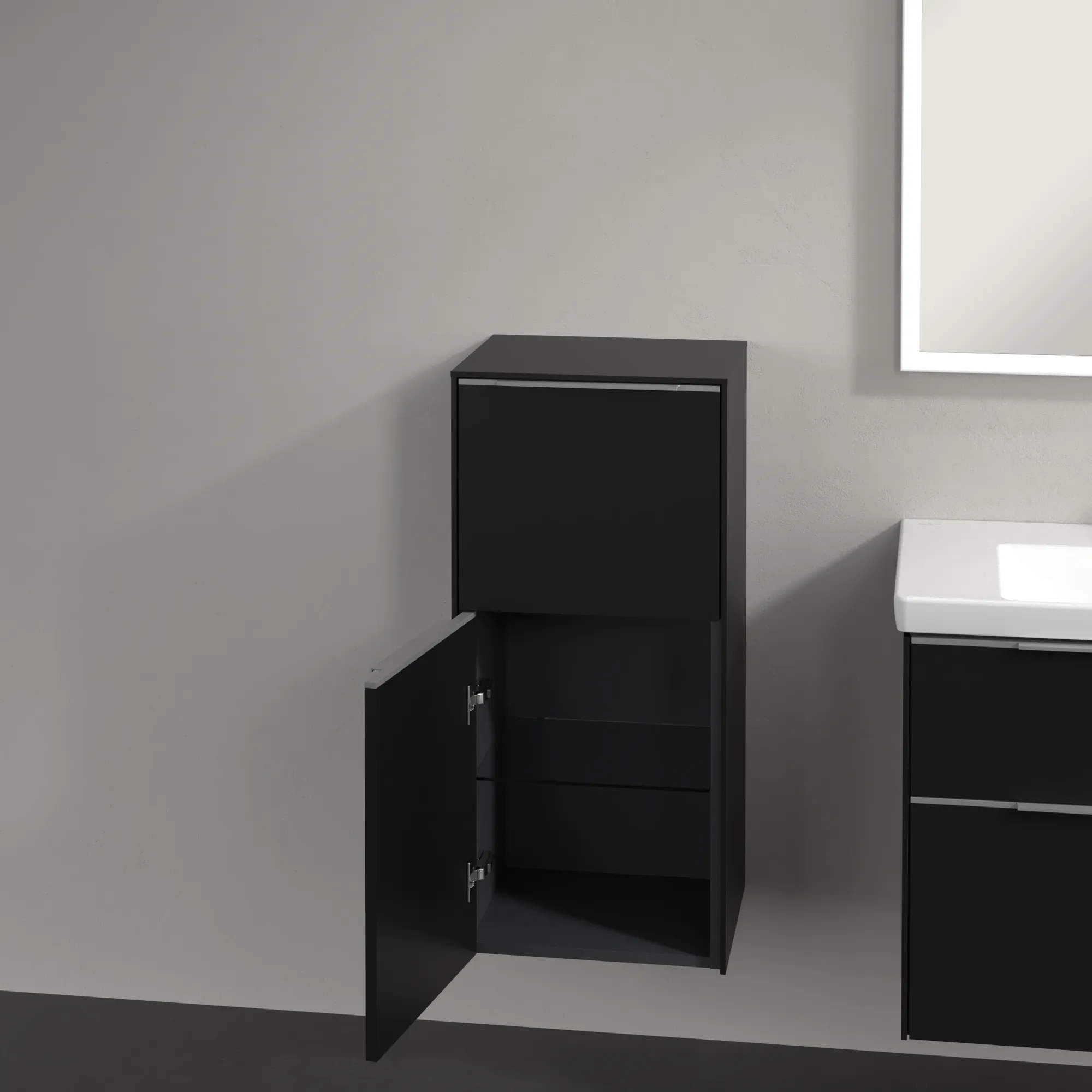 Villeroy & Boch Seitenschrank „Subway 3.0“ 40 × 86 × 36,2 × 36,2 cm 1 Auszug, 1 Tür, Anschlag (Scharnier) links, 1 Tür, Anschlag links