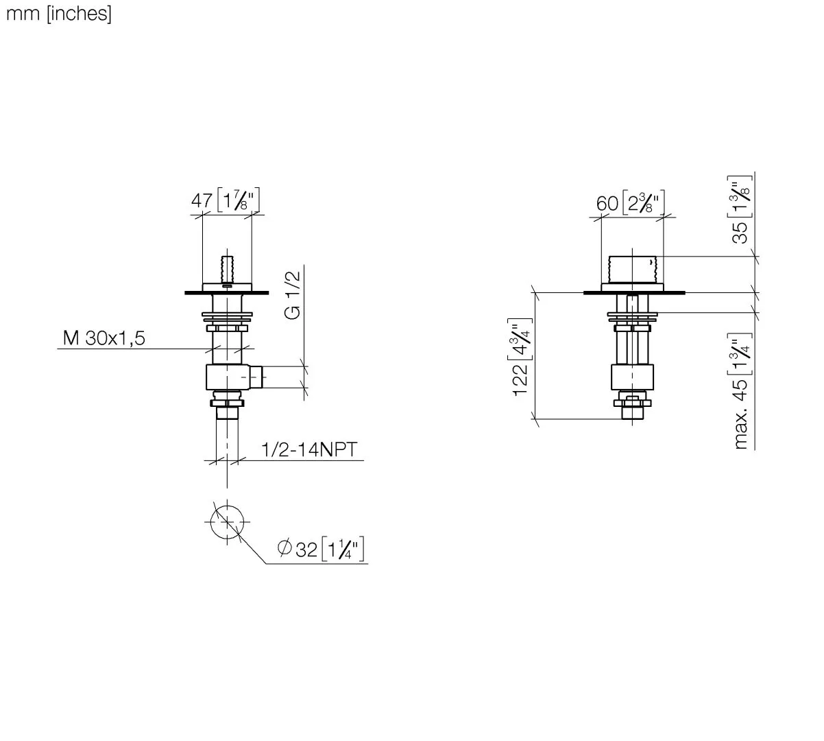 Dornbracht CL.1 Seitenventil linksschließend warm Chrom Dornbracht CL.1 Seitenventil linksschließend warm Chrom