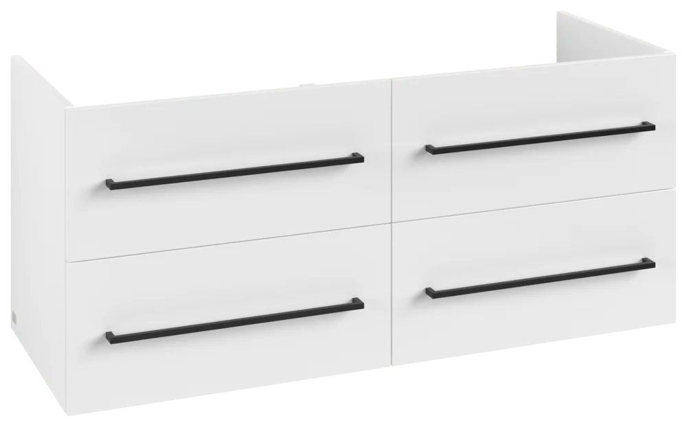 Villeroy & Boch Waschbeckenunterschrank Avento, Eckig, Brilliant White, 1180 x 514 x 452 mm, 4 Auszüge mit SoftClosing, mittige Wanneneinbauposition