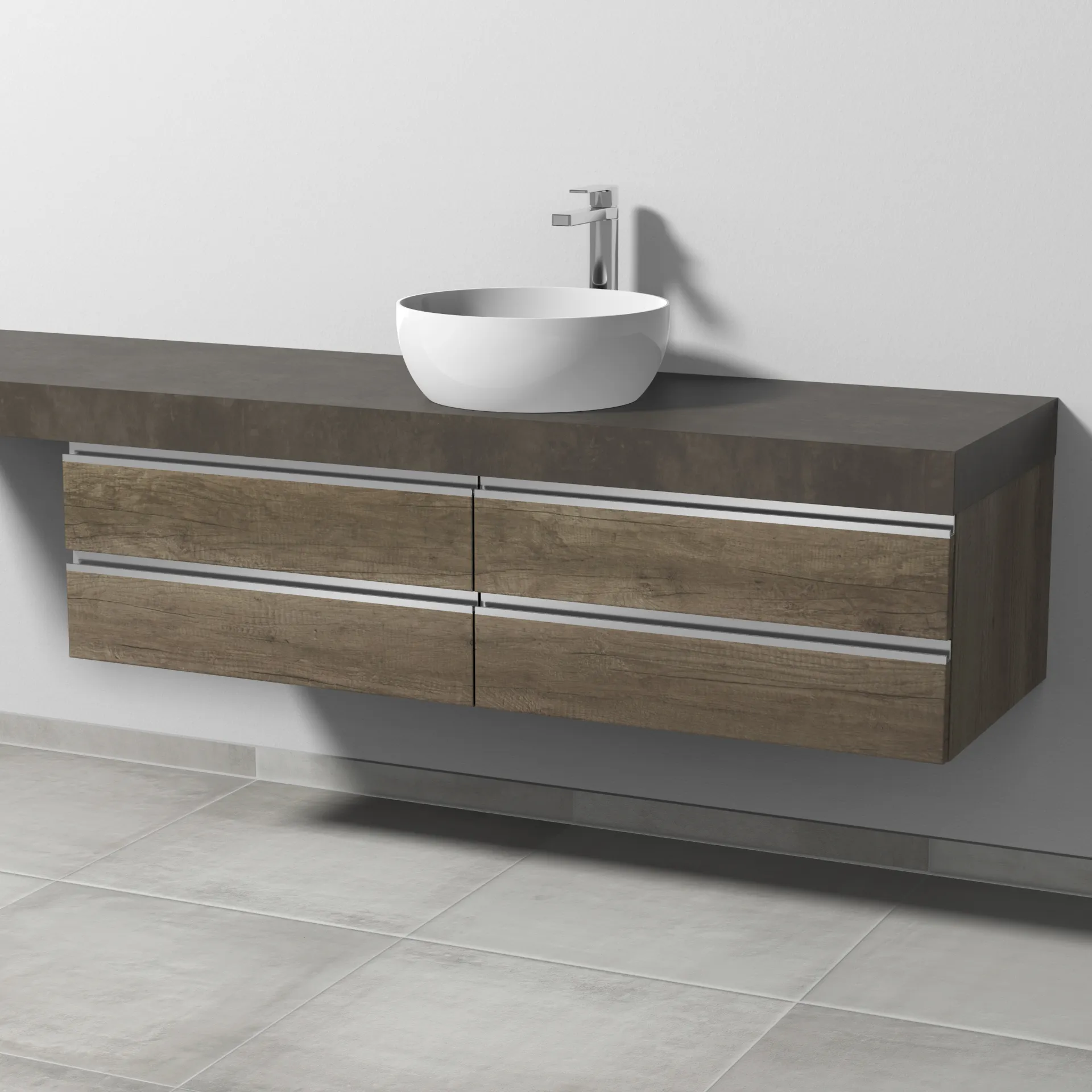 Sanipa Waschtischunterschrank „2morrow“ 1400 × 340 × 520 mm in Eiche Nebraska