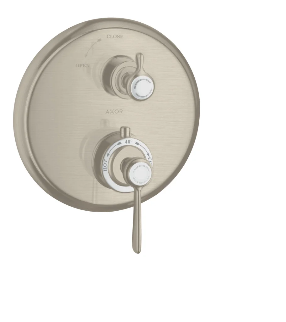 Hansgrohe AXOR Montreux Thermostat Unterputz mit Hebelgriff Brushed Nickel, Keramikventil 90°, max. Durchfluss 25 l/min, einstellbare Temperaturbegrenzung
