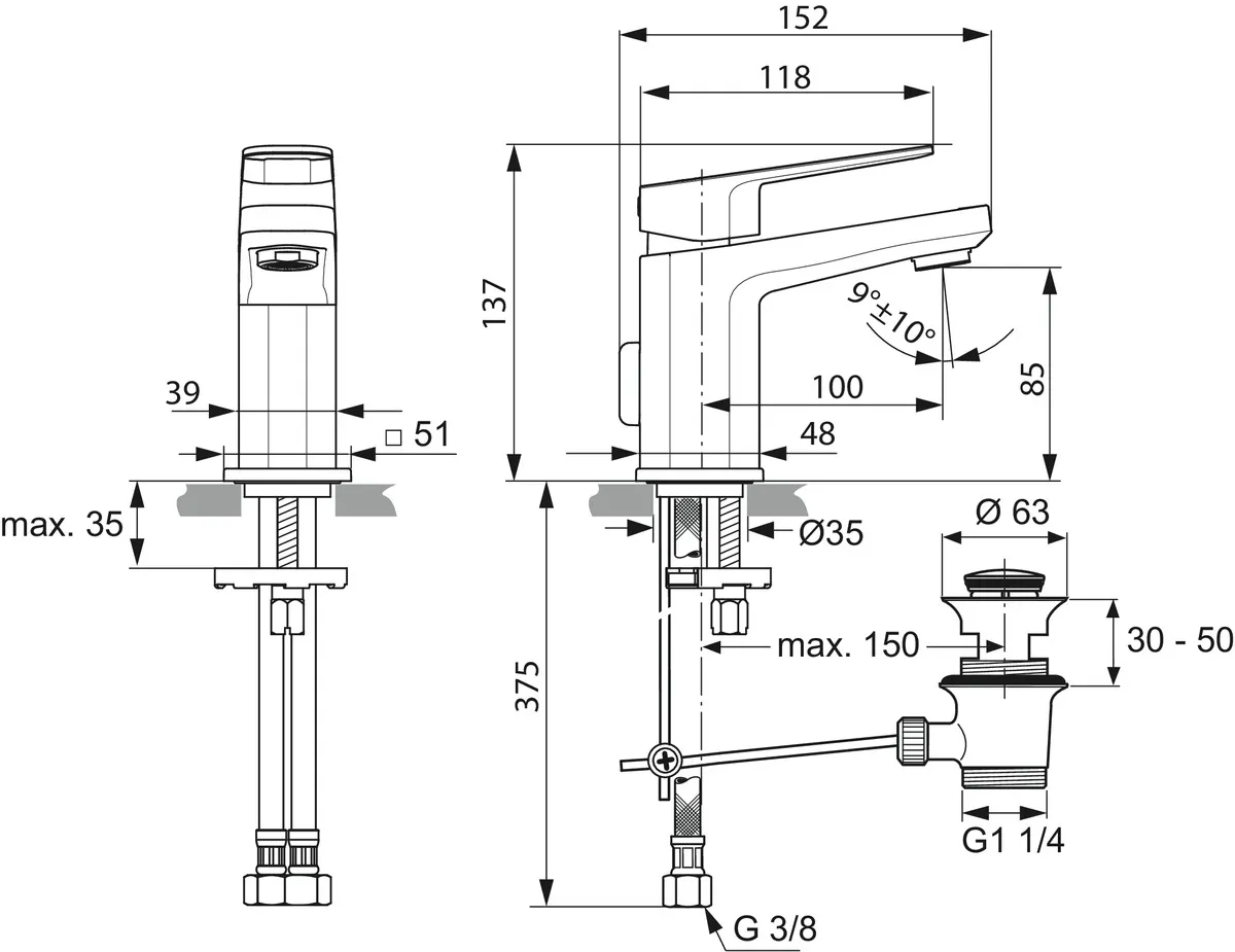 Einhand-Waschtischarmatur „TonicII“ Ausladung 100 mm