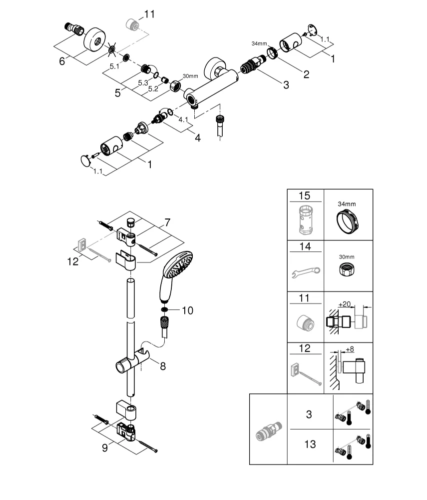Grohe Grohtherm 800 Cosmopolitan Thermostat-Brausebatterie ½ mit Tempesta Brausestangenset 900mm chrom Grohe Grohtherm 800 Cosmopolitan Thermostat-Brausebatterie ½ mit Tempesta Brausestangenset 900mm chrom