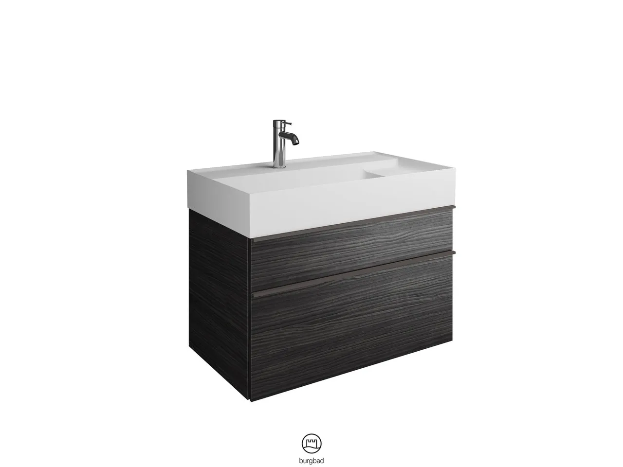 burgbad Yumo PG1 Mineralguss-Waschtisch inkl. WTU SFKN082, 470x815x610