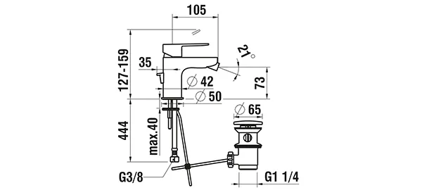 Einhebel-Bidetmischer Festauslauf Ausladung 105 mm mit Ablaufventil chrom Einhebel-Bidetmischer Festauslauf Ausladung 105 mm mit Ablaufventil chrom