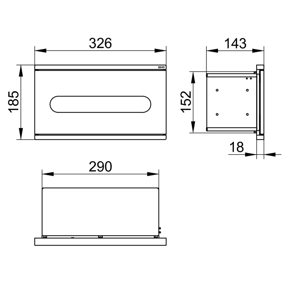 KEUCO Modul „Plan Integral“, Anschlag links, links 326 × 185 × 143 mm