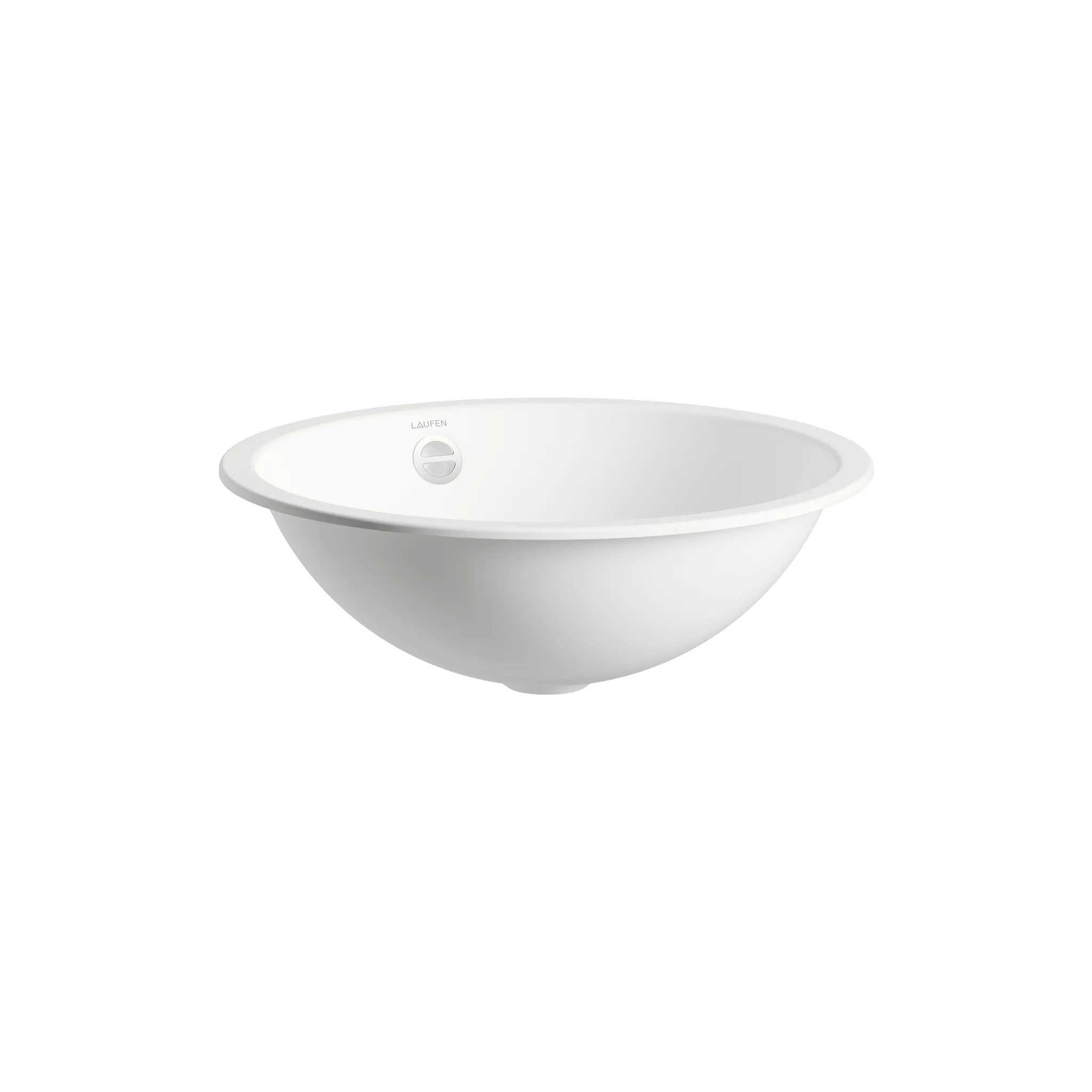 Laufen Einbauwaschtisch FORM rund aus glasiertem Stahl ohne Armaturenloch mit Überlauf 450 x 450 x 159 mm in weiß