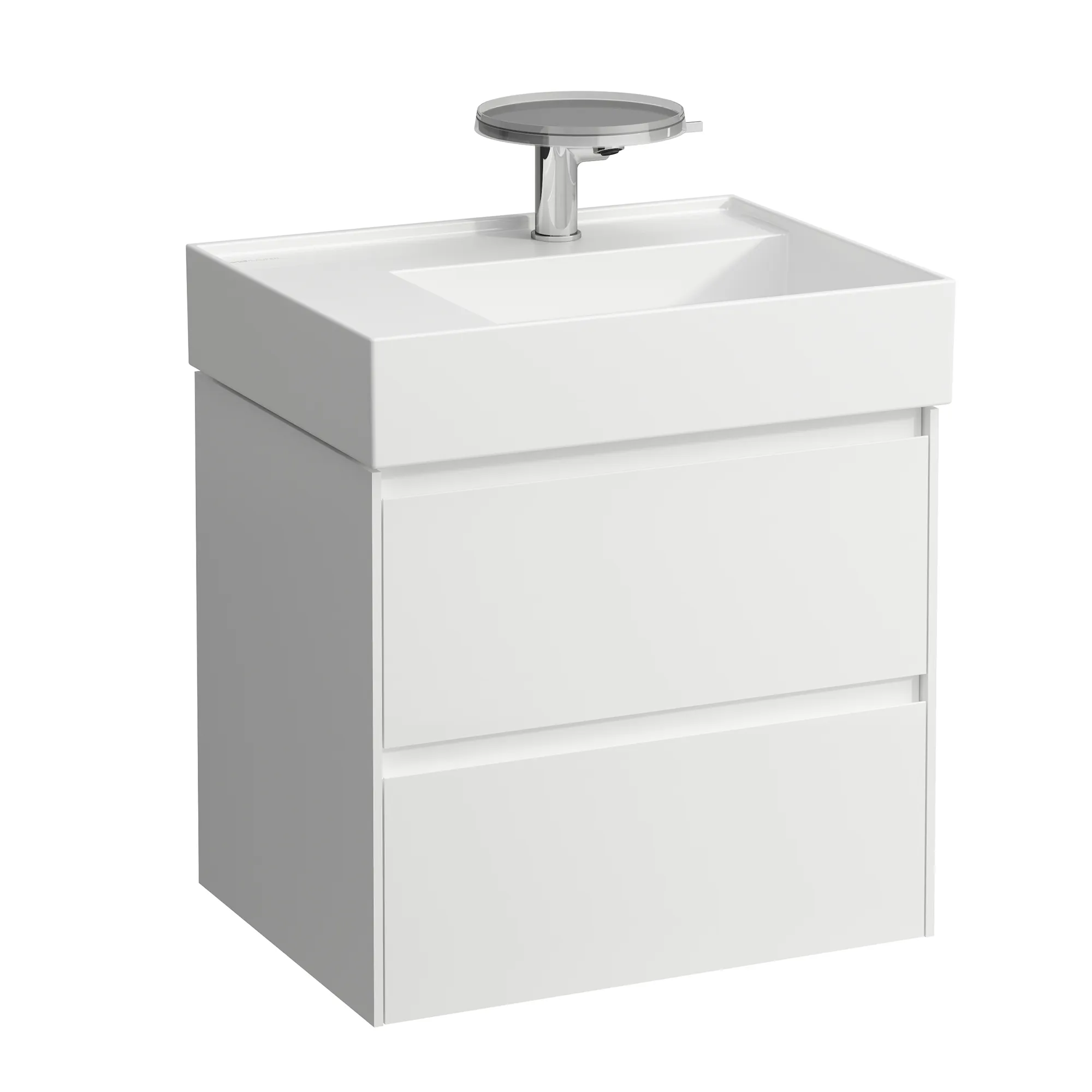 Waschtischunterbau LANI 448x584x515 mit 2 Schubladen integrierter Griffleiste Vollauszug und Soft-Close für Waschtisch Kartell • H810335 weiß matt Waschtischunterbau LANI 448x584x515 mit 2 Schubladen integrierter Griffleiste Vollauszug und Soft-Close für Waschtisch Kartell • H810335 weiß matt