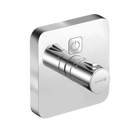 Kludi PUSH UP-Thermostatarm mit Drucktaste für 1 Verbraucher, soft edge chrom, 150 mm, Ausladung 80 mm Kludi PUSH UP-Thermostatarm mit Drucktaste für 1 Verbraucher, soft edge chrom, 150 mm, Ausladung 80 mm