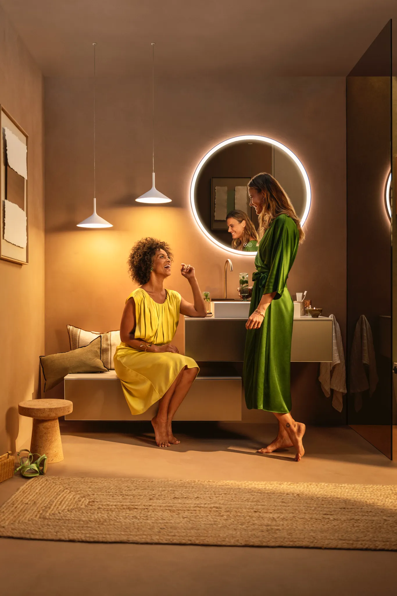 Hansgrohe Xarita S Spiegel mit LED-Beleuchtung, 900x900x50, Mattweiß Hansgrohe Xarita S Spiegel mit LED-Beleuchtung, 900x900x50, Mattweiß