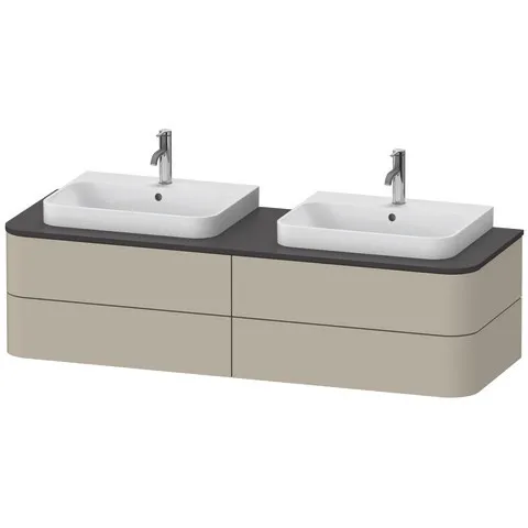 Duravit Waschtischunterschrank wandhängend „Happy D.2 Plus“ 160 × 40,8 × 55 cm Becken: links und rechts / Beleuchtung: ohne / Front- & Korpusfarbe: Taupe Seidenmatt / Größe: 160 × 55 × 40,8 cm / Oberfläche: Lack / Schubladen: 4 Duravit Waschtischunterschrank wandhängend „Happy D.2 Plus“ 160 × 40,8 × 55 cm Becken: links und rechts / Beleuchtung: ohne / Front- & Korpusfarbe: Taupe Seidenmatt / Größe: 160 × 55 × 40,8 cm / Oberfläche: Lack / Schubladen: 4