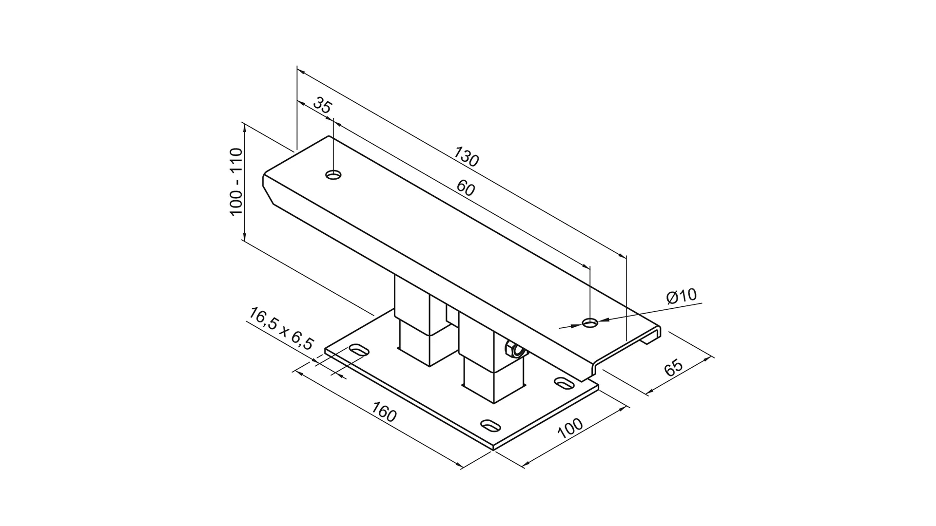 Zubehör Fußkonsole FMORV HD10-6, RAL 9016