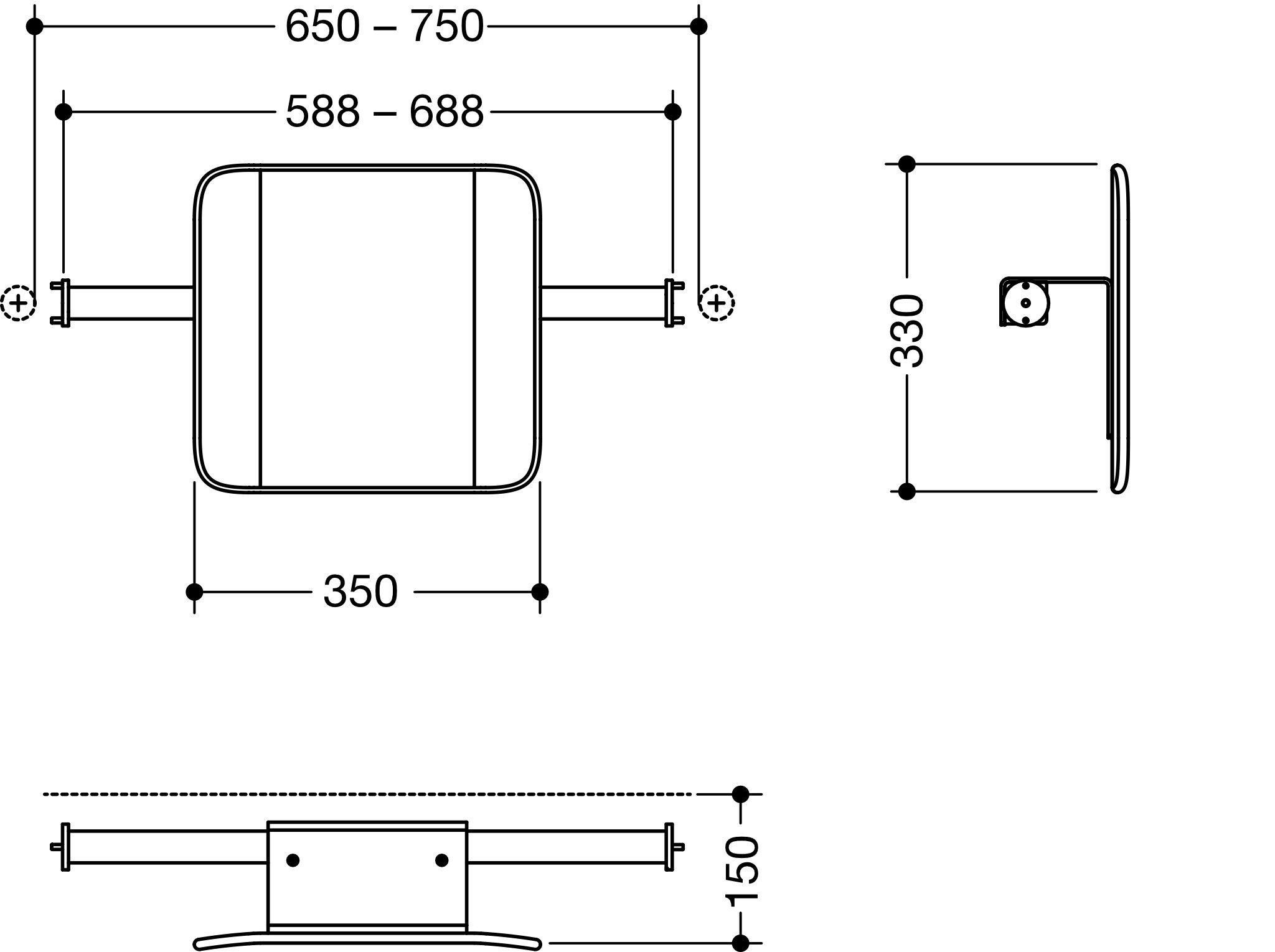 HEWI Rückenstütze „System 900“ 12,8 cm in Signalweiß