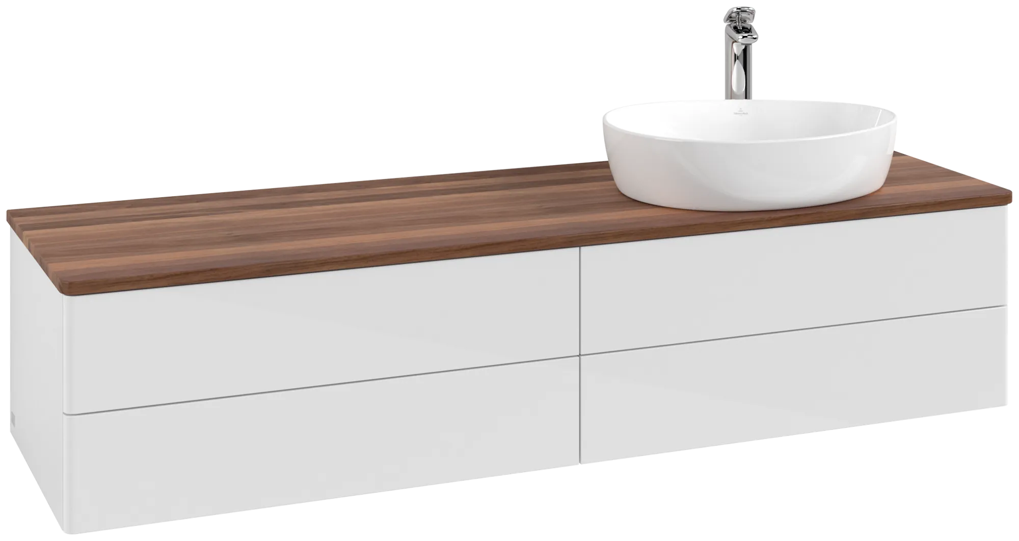 Villeroy & Boch Antao Waschbeckenunterschrank L27_5 Glossy White Lacquer / Warm Walnut