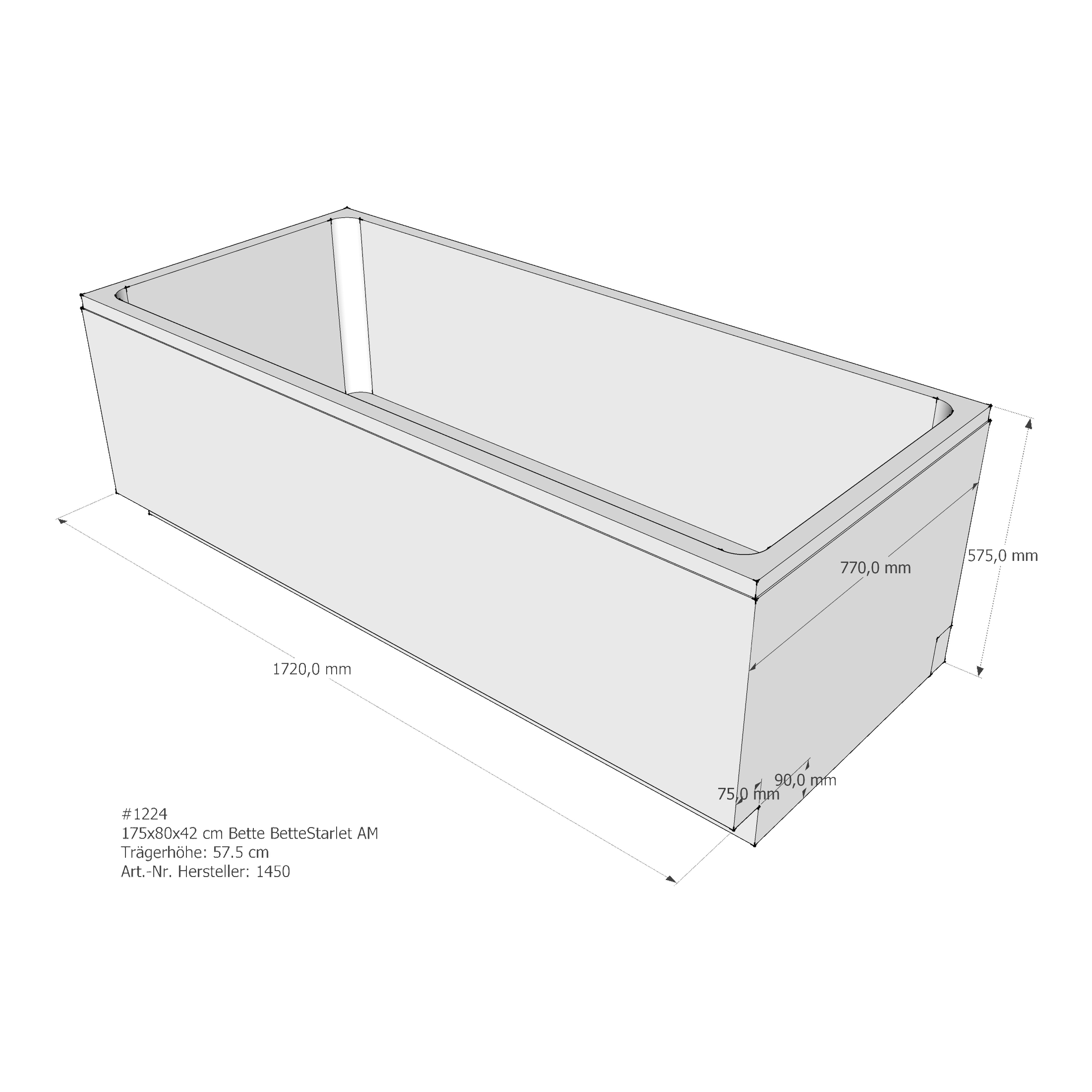Badewannenträger für Bette Starlet 175 × 80 × 42 cm Breite: 80 cm / Länge: 175 cm Badewannenträger für Bette Starlet 175 × 80 × 42 cm Breite: 80 cm / Länge: 175 cm