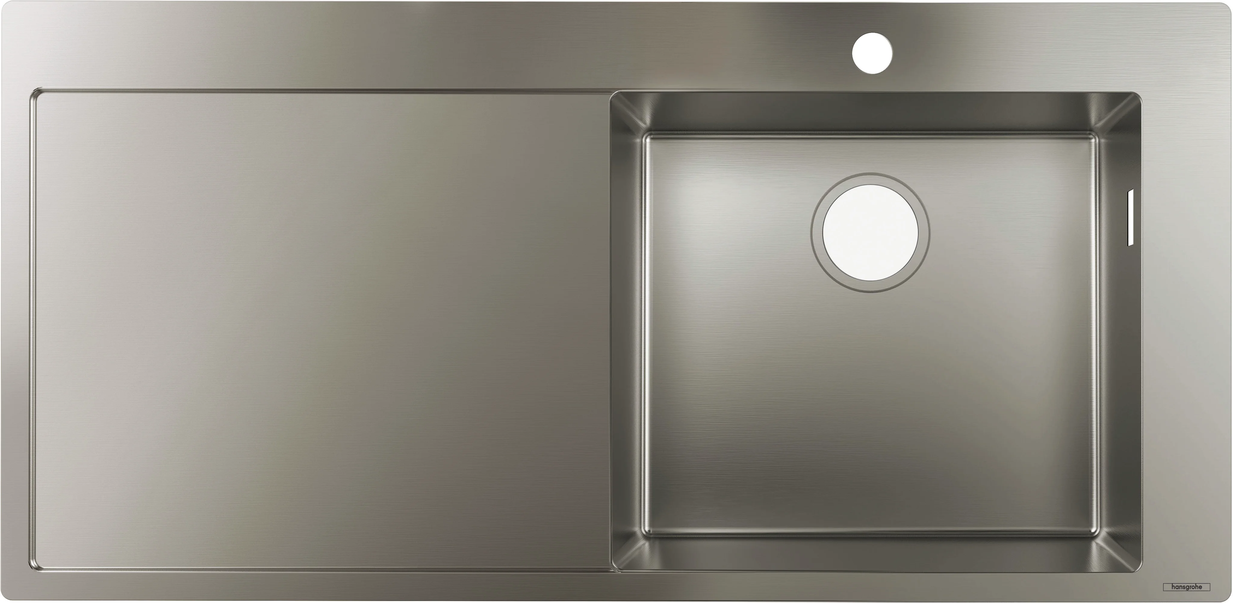 Hansgrohe Einbauspüle S71 Edelstahl, 450 mm, 1 Hauptbecken mit Abtropffläche, flach aufliegend oder flächenbündig Hansgrohe Einbauspüle S71 Edelstahl, 450 mm, 1 Hauptbecken mit Abtropffläche, flach aufliegend oder flächenbündig