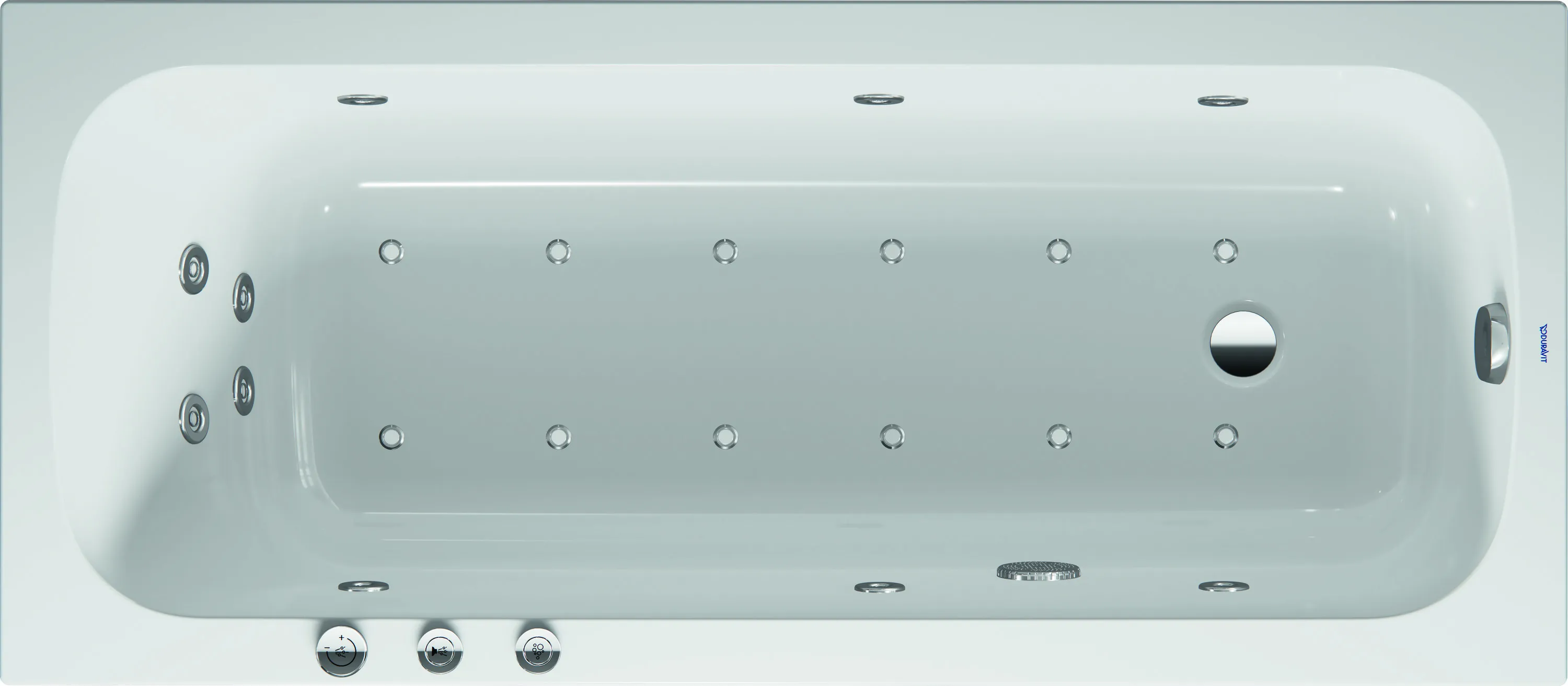Duravit Whirlwanne „Qatego“ rechteck 1600 × 700 mm, Fußablauf mit Combi-System P, in Weiß