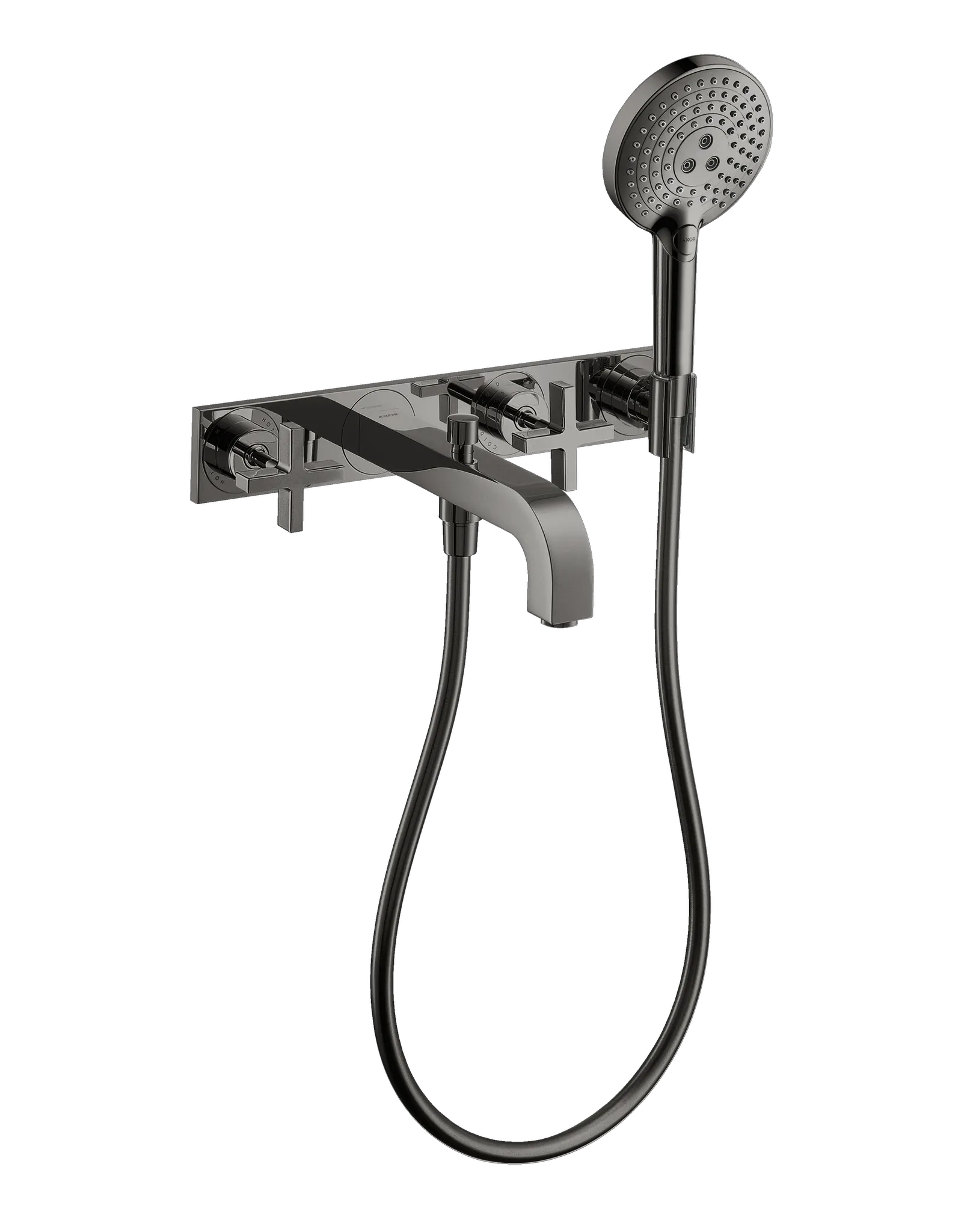 Hansgrohe AXOR Citterio 3-Loch Wannenarmatur Polished Black Chrome, Ausladung 222 mm, Wandmontage Hansgrohe AXOR Citterio 3-Loch Wannenarmatur Polished Black Chrome, Ausladung 222 mm, Wandmontage