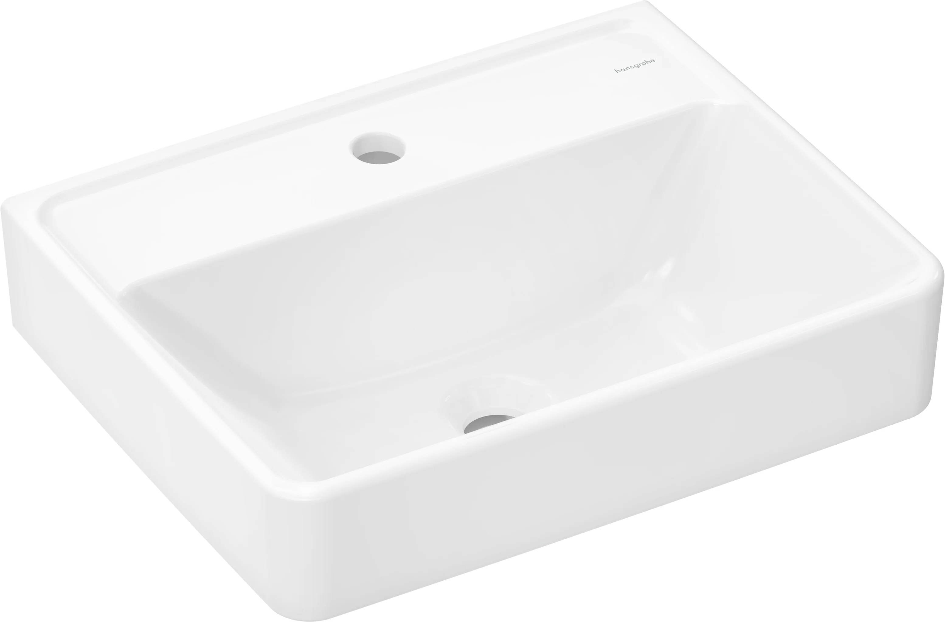 Hansgrohe Handwaschbecken Xanuia Q, Keramik, weiß, 500x390 mm, glänzend, wandhängend, ohne Überlauf, mit Hahnloch