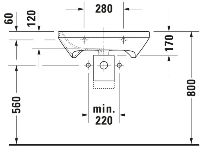 Wandwaschtisch „DuraStyle“, ohne Überlauf, Hahnlochposition mittig Wandwaschtisch „DuraStyle“, ohne Überlauf, Hahnlochposition mittig