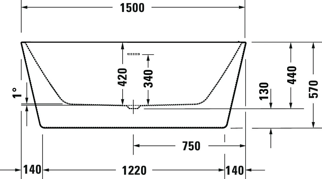 Duravit Badewanne „DuraSkye“ freistehend rechteck 150 × 75 cm