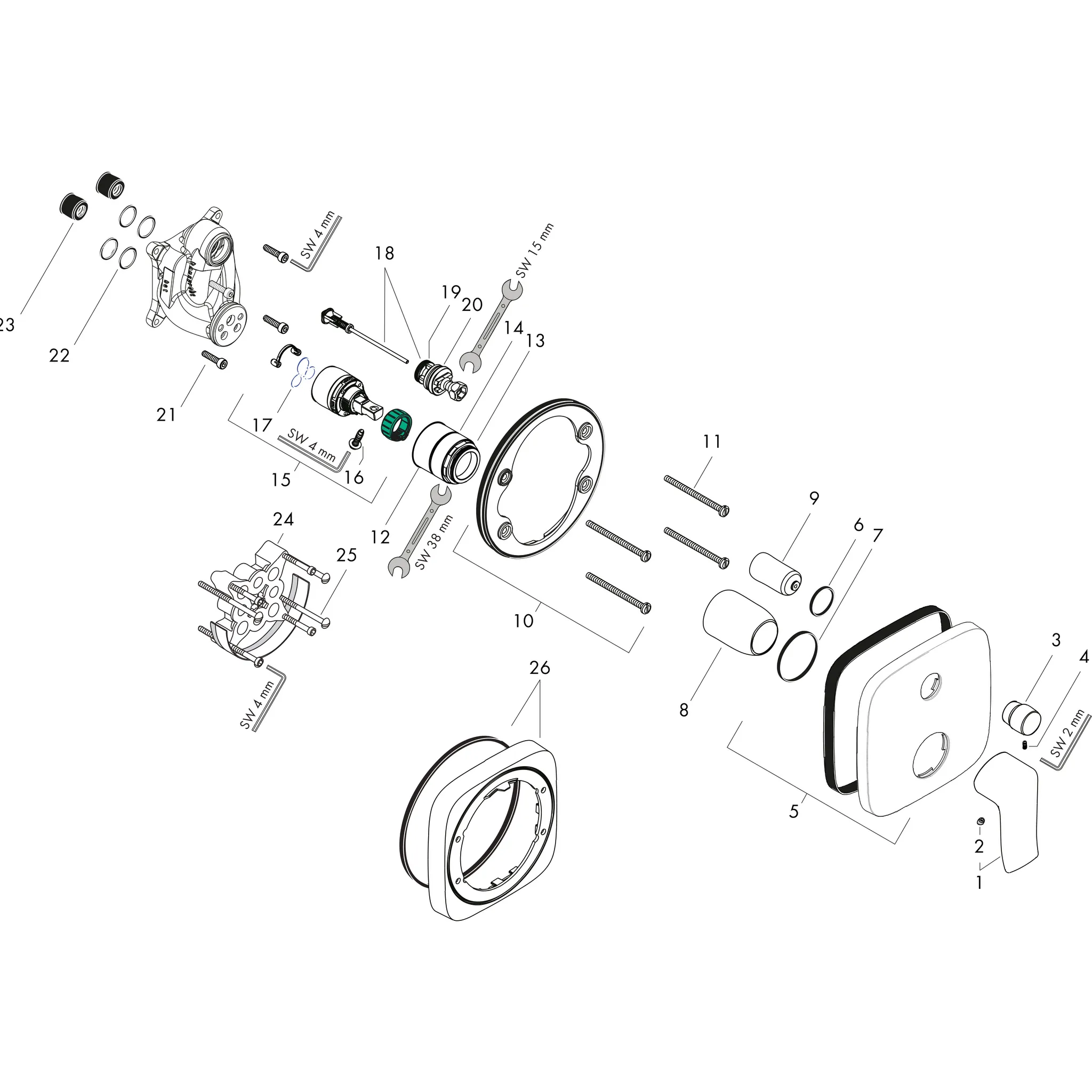 Wannenmischer Unterputz Metris Fertigset eckig chrom Wannenmischer Unterputz Metris Fertigset eckig chrom
