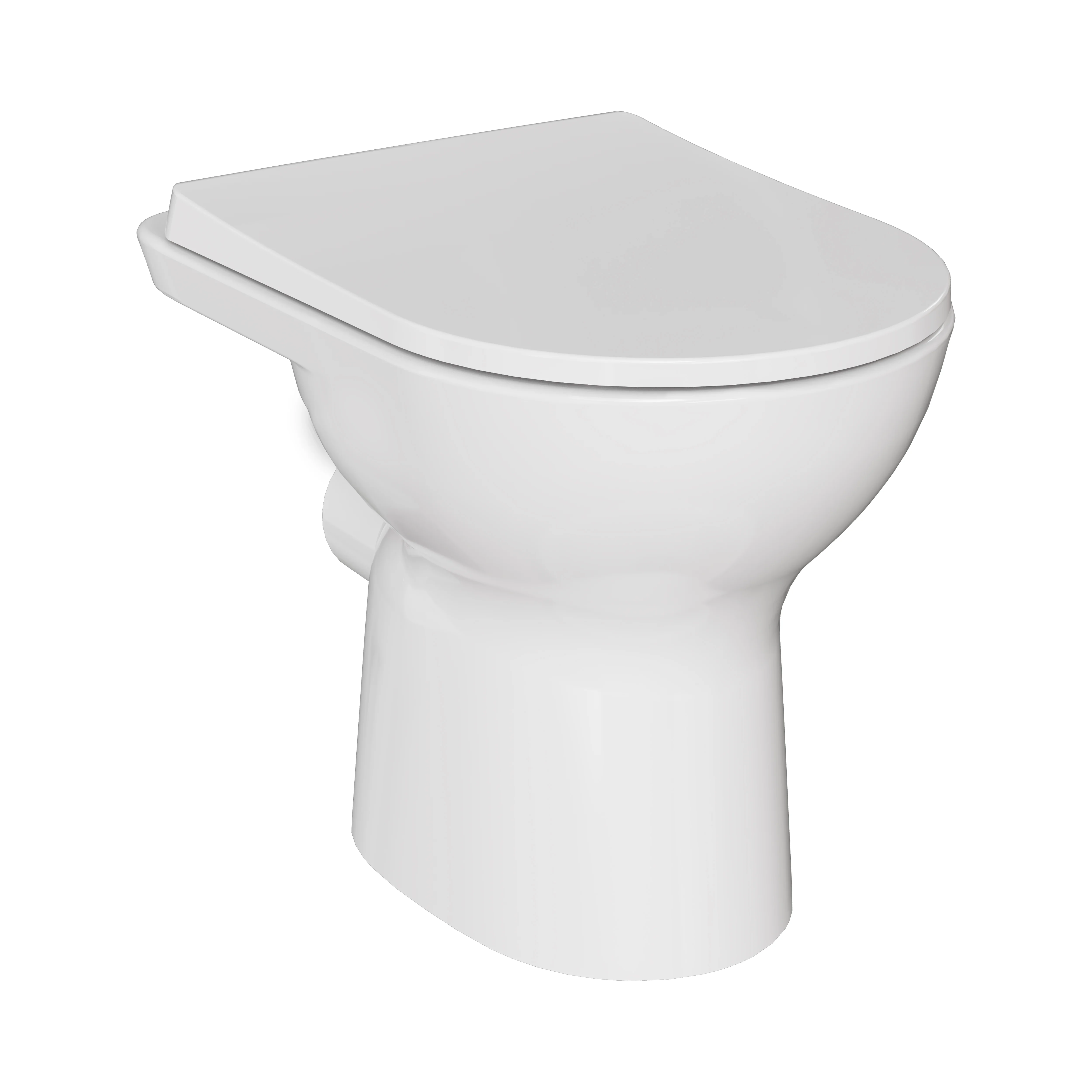 New S20 Round Tiefspüler-Stand-WC spülrandlos Smooth Flush open back Abgang waagerecht 36 x 54 cm (BxT) Weiß Hochglanz