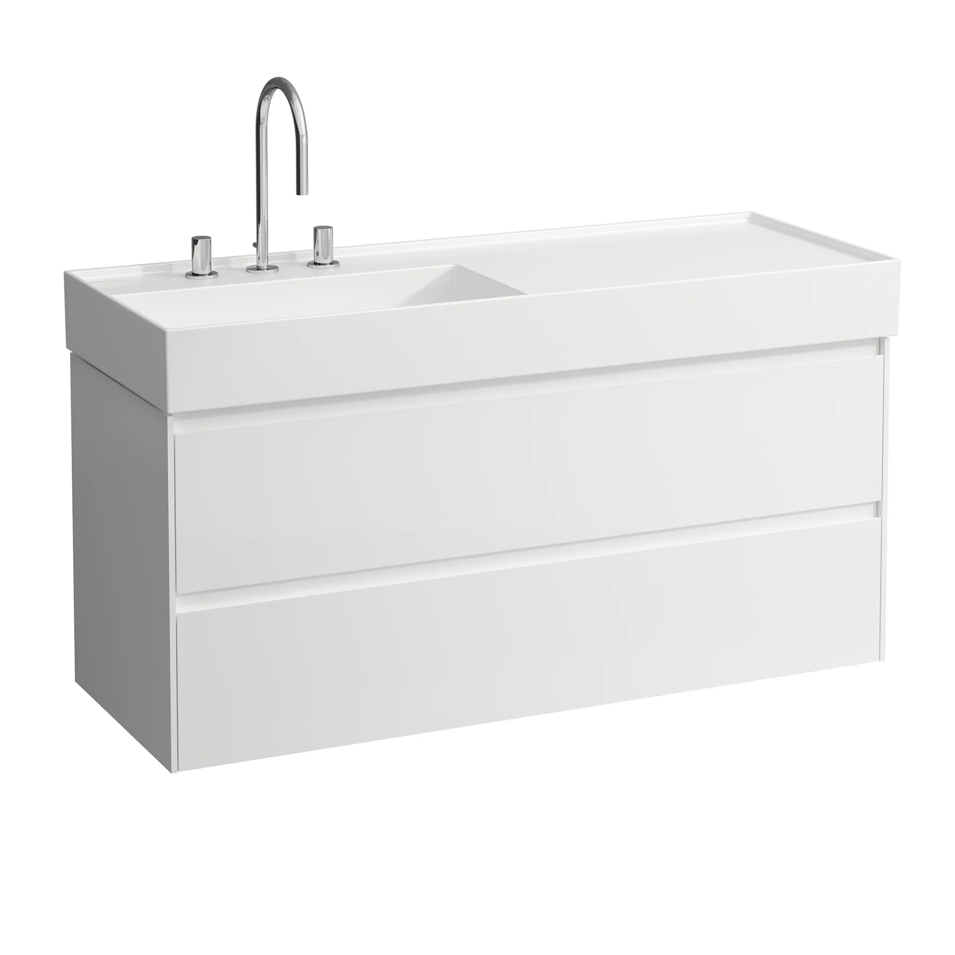 Laufen Waschtischunterbau LANI 448x1182x515, 2 Schubladen, integrierte Griffleiste, Vollauszug, Soft-Close, für Waschtisch Kartell Laufen H813332, weiß matt Laufen Waschtischunterbau LANI 448x1182x515, 2 Schubladen, integrierte Griffleiste, Vollauszug, Soft-Close, für Waschtisch Kartell Laufen H813332, weiß matt