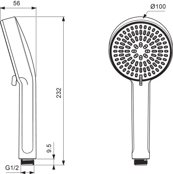 Ideal Standard 2-Funktions-Handbrause Idealrain Alu+ Silk Black, Durchmesser 100 mm, Durchfluss 6 l/min Ideal Standard 2-Funktions-Handbrause Idealrain Alu+ Silk Black, Durchmesser 100 mm, Durchfluss 6 l/min