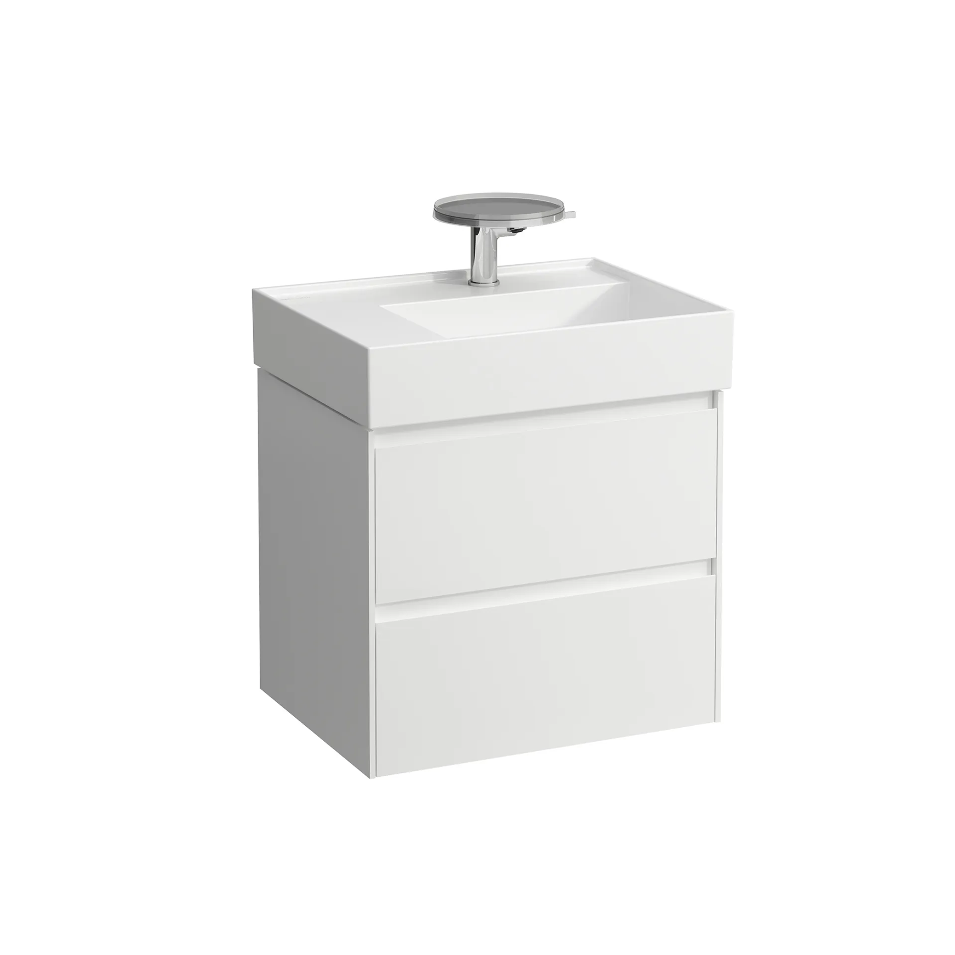 Waschtischunterbau LANI 448x584x515 mit 2 Schubladen integrierter Griffleiste Vollauszug und Soft-Close für Waschtisch Kartell • H810335 weiß matt Waschtischunterbau LANI 448x584x515 mit 2 Schubladen integrierter Griffleiste Vollauszug und Soft-Close für Waschtisch Kartell • H810335 weiß matt