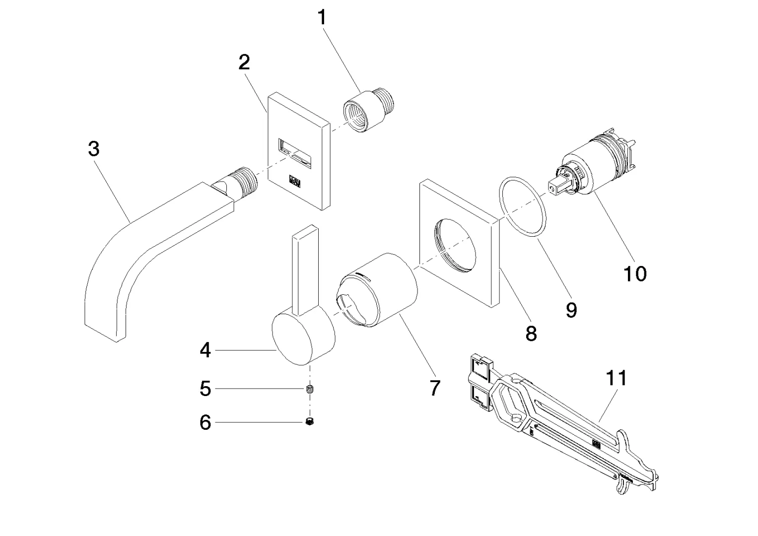 Dornbracht MEM Waschtisch-Wand-Einhandbatterie ohne Ablaufgarnitur Chrom Dornbracht MEM Waschtisch-Wand-Einhandbatterie ohne Ablaufgarnitur Chrom