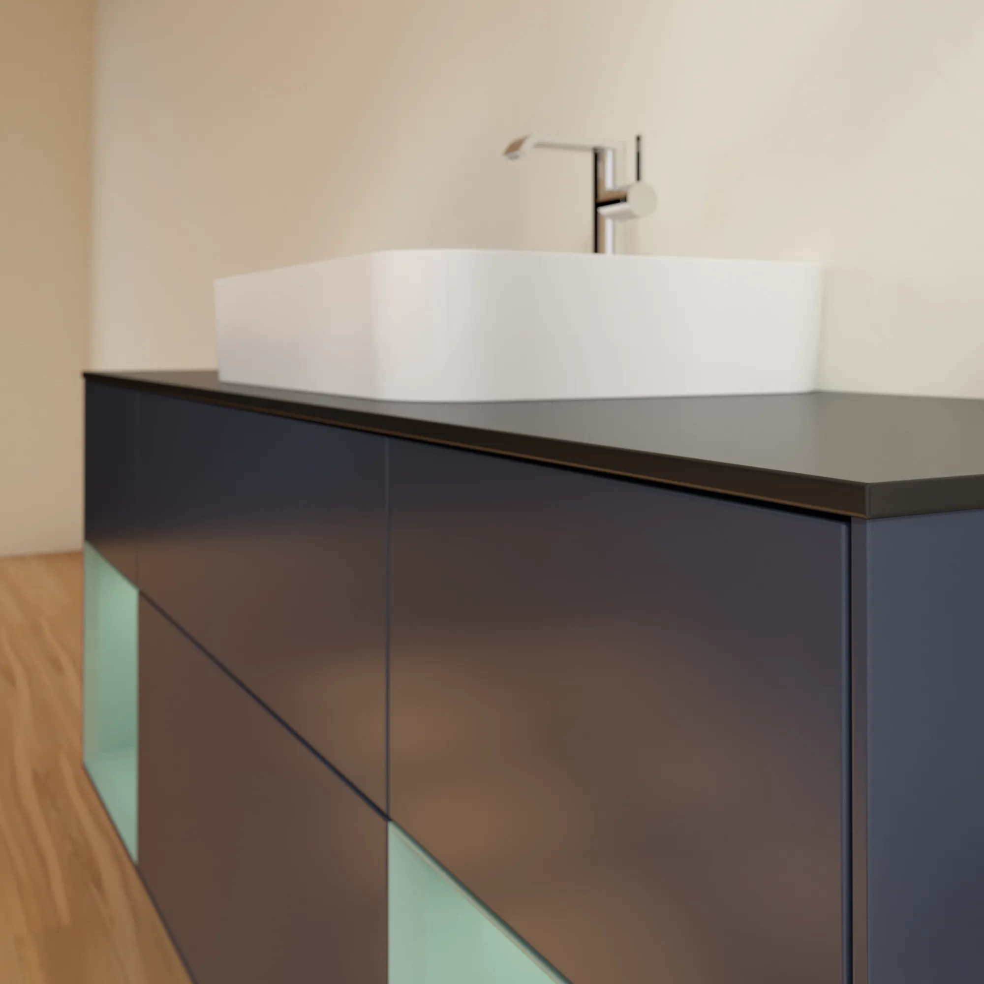 Villeroy & Boch Waschtischunterschrank „Finion“ für Schrankwaschtisch 1600 × 603 × 501 mm Midnight Blue Matt Lacquer, für Becken mittig