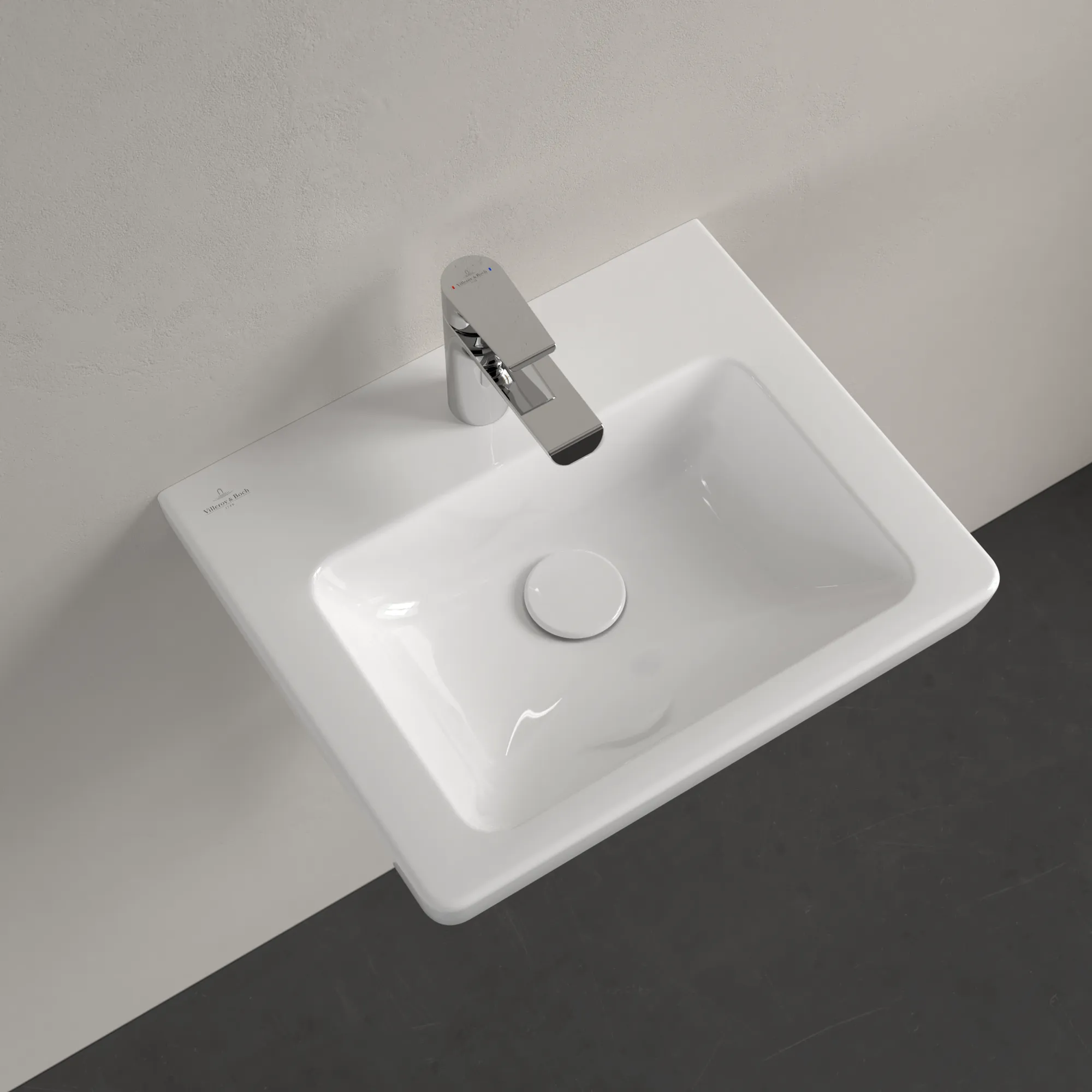 Villeroy & Boch Handwaschbecken geschliffen „Subway 2.0“ 500 × 400 × 140 mm, mit Hahnlochbohrung, Hahnlochposition mittig, mit Hahnlochbank