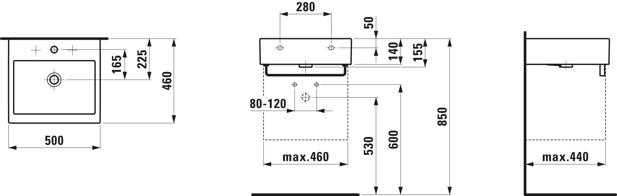 Laufen Waschtisch LIVING CITY 500x460, 1-HL, m.ÜL, weiß Laufen Waschtisch LIVING CITY 500x460, 1-HL, m.ÜL, weiß
