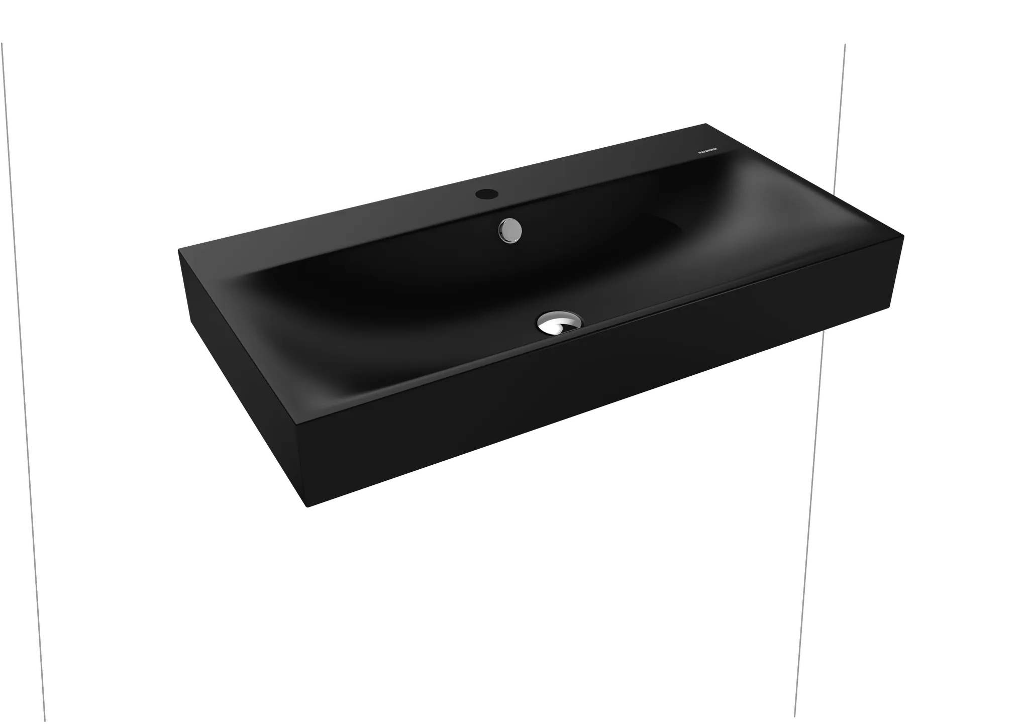 Wandwaschtisch „Silenio“ 90 × 46 cm, ohne Hahnlochbohrung in schwarz matt
