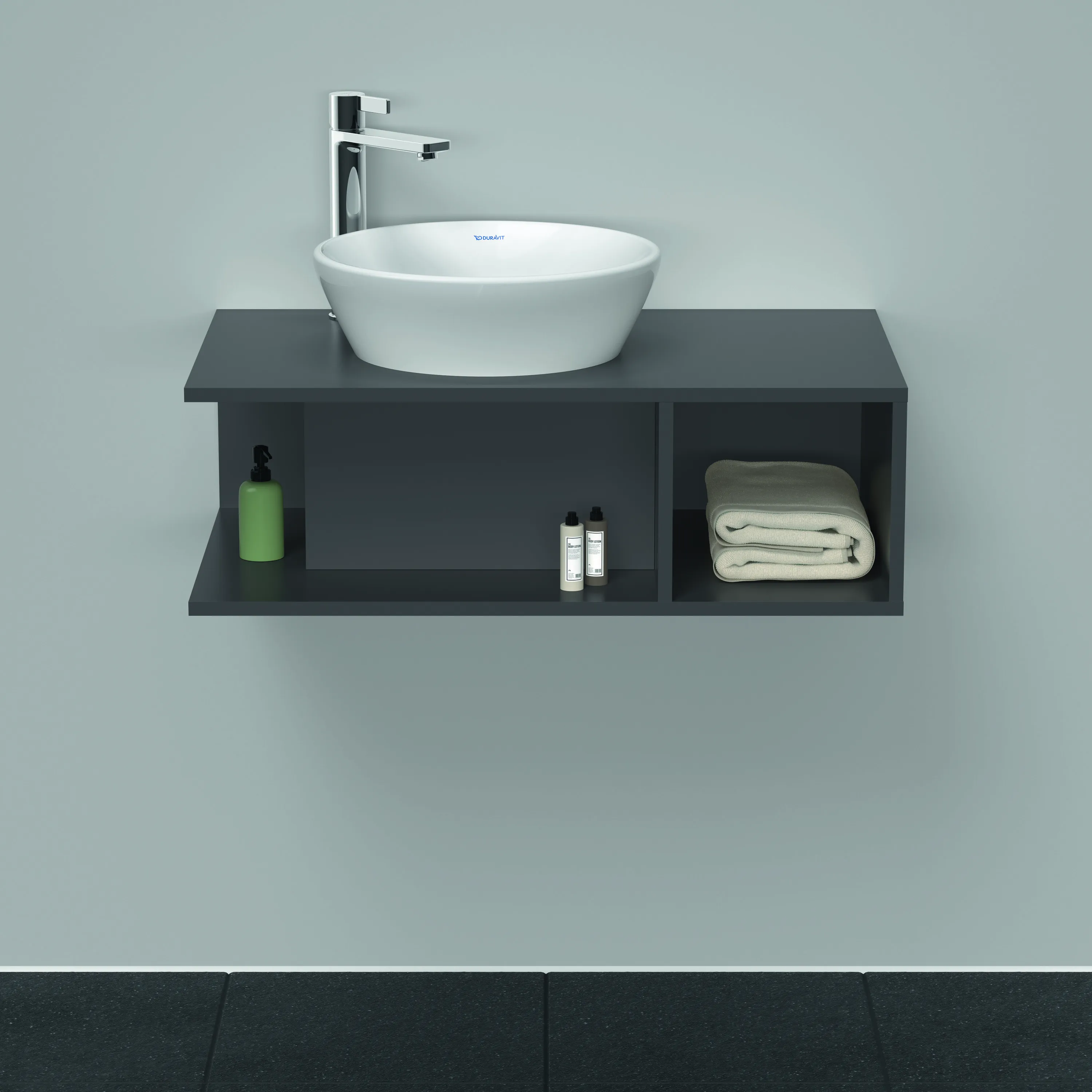 Duravit Waschtischunterschrank wandhängend „D-Neo“ 80 × 26 × 48 cm Graphit Matt