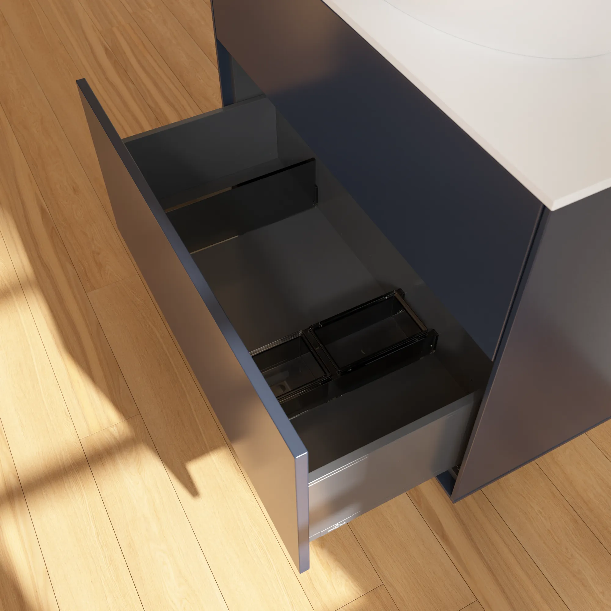 Villeroy & Boch Waschtischunterschrank „Finion“ für Schrankwaschtisch 800 × 603 × 501 mm Midnight Blue Matt Lacquer, ohne Hahnlochbohrung, für Becken mittig