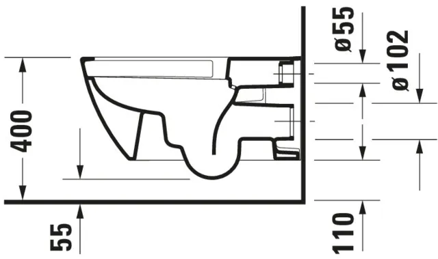 Wand-Tiefspül-WC „Happy D.2“ 36,5 × 34,5 × 62 cm, ohne Spülrand