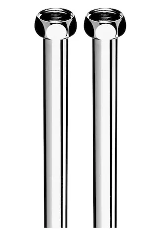 Kupferrohr Anschluss-Set Ø 16 mm, 2 Kupferrohre, einerseits mit Bördel und G 1/2 Überwurfmutter inkl. Dichtring, andererseits glatt, 500 mm, chrom