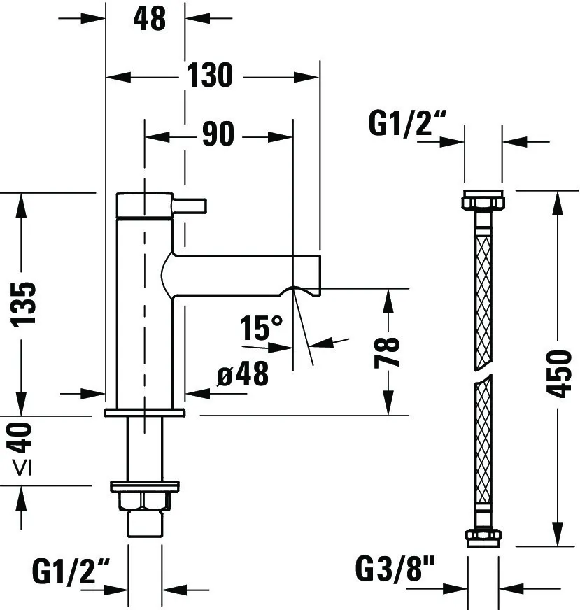 Duravit Standventil „Circle“ Ausladung 90 mm in Chrom Duravit Standventil „Circle“ Ausladung 90 mm in Chrom